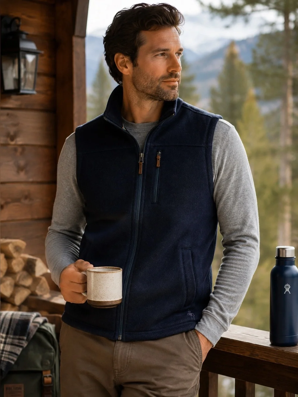 Smartwool Hudson Trail Fleece Vest Mens L Navy Full Zip Recycled Wool